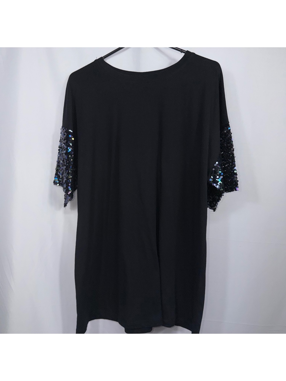 Wild Fable Large Black Sequin Sleeve Top